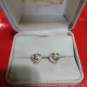 10K SOLID WHITE GOLD & DIAMOND EARRINGS